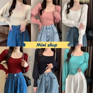 Mini shop🌸พร้อมส่ง🌸(J136) เสื้อไหมพรมแขนยาว ลุคคุณสีมากมายน่ารักำลังมา -C