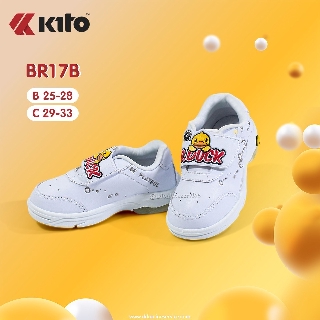 รองเท้านักเรียน Kito รุ่น BR17 รองเท้าหนังเด็กผู้ชาย รองเท้านักเรียนสีขาว แบบแปะ พื้นหนา น้ำหนักเบาเวลาเดิน