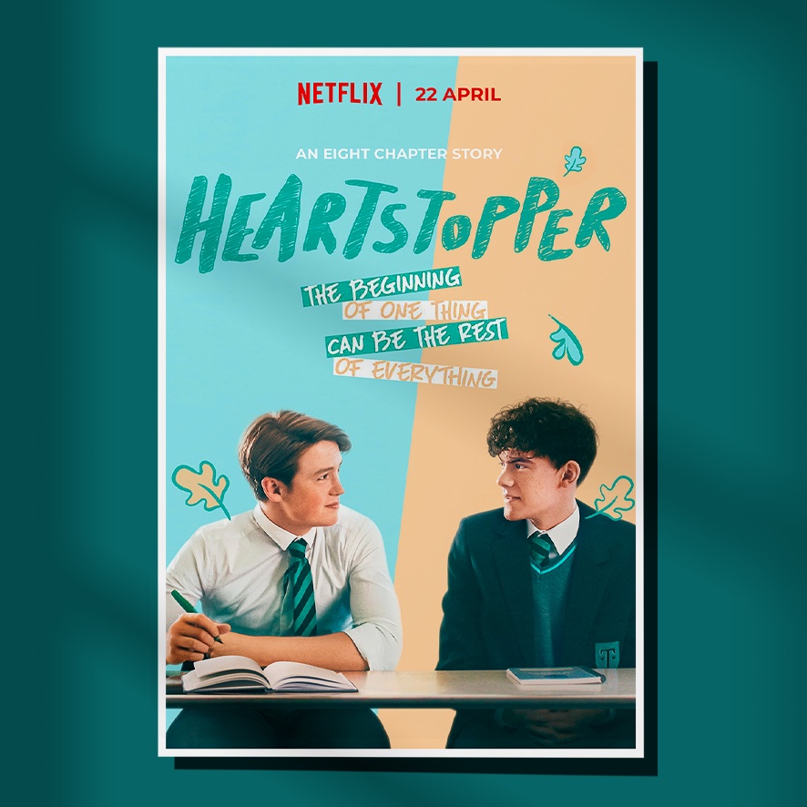 Poster Heartstopper (TV series) Nick & Charlie / Based on : Heartstopper by Alice Oseman ภาพขนาด 13x19 นิ้ว