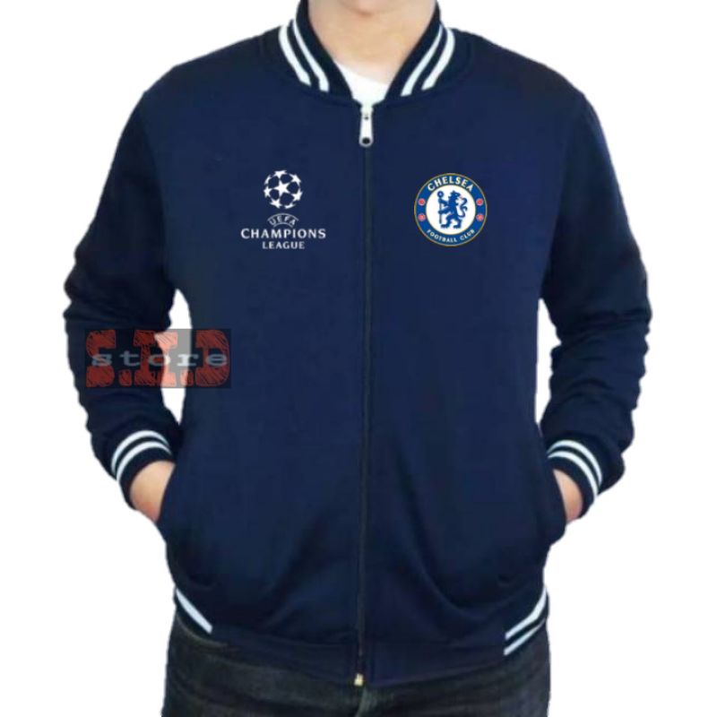 Chelsea FC FOOTBALL JACKET LOGO EMBROIDERED และหน้าจอพิมพ์ใหม่ล่าสุดของผู้ชายและผู้หญิง VARSITY JACK