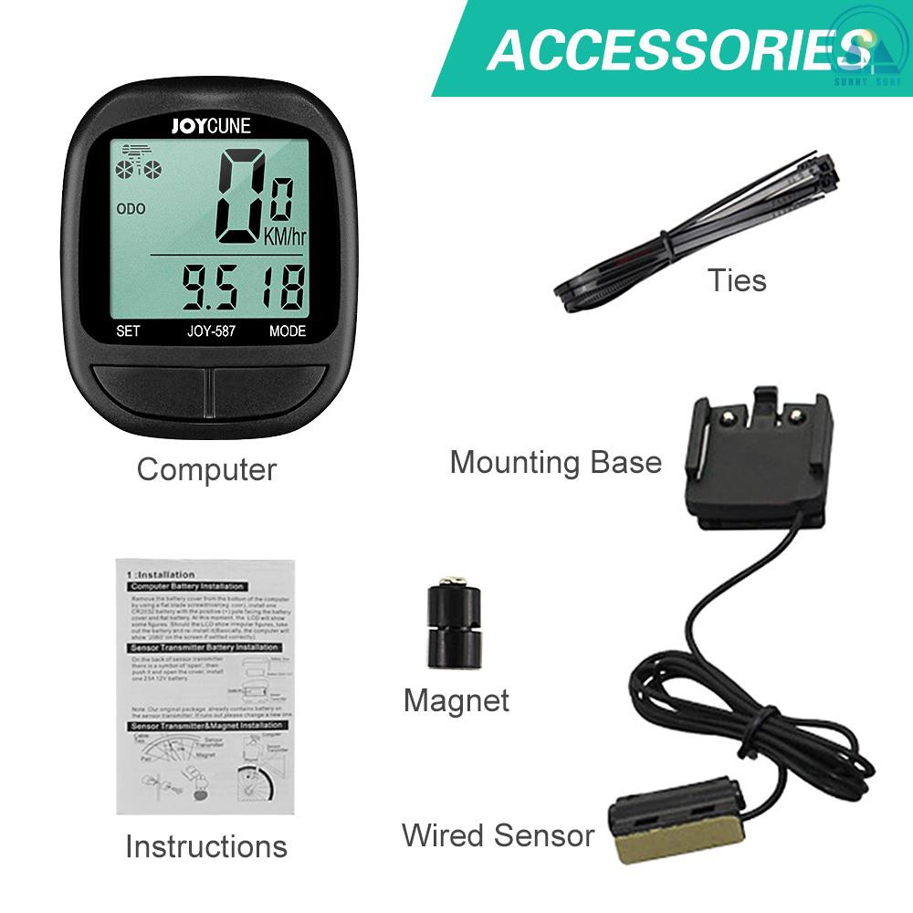 Sunny เครื่องวัดความเร็วจักรยาน แบบมีสาย กันน้ํา และเครื่องวัดระยะทาง นาฬิกาจับเวลา จักรยาน คอมพิวเตอร์ พร้อมจอแสดงผล LED สําหรับขี่จักรยานกลางแจ้ง - รูปที่ 5