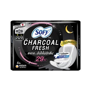 SOFY Charcoal Fresh Night 29cm ผ้าอนามัย 5pcs
