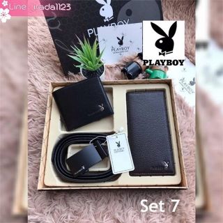 Playboy mens belt wallet gift box leather suit leather automatic buckle belt  ของแท้ ราคาถูก