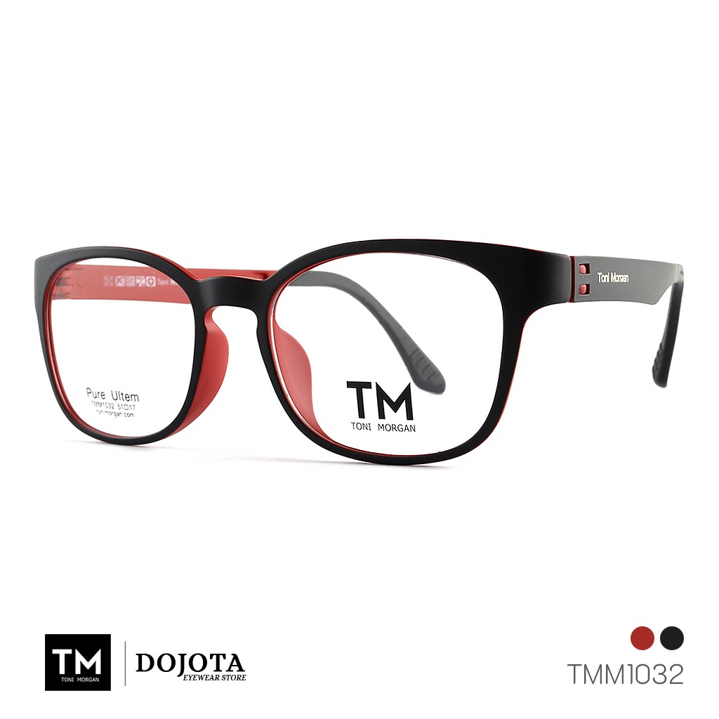 กรอบแว่นทรงเหลี่ยม Toni Morgan รุ่น TMM 1032 สีดำ/แดง น้ำหนักเบา