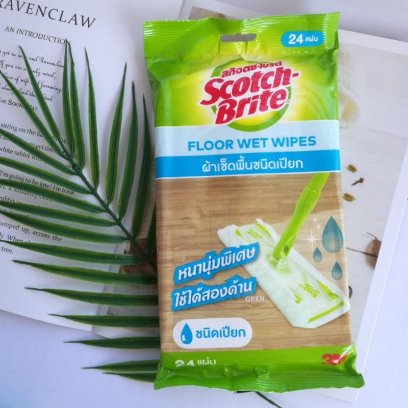3M Scotch-brite Floor Wet Wipes 24 sheets สก๊อตช์-ไบรต์ ผ้าถูพื้นชนิดเปียก 24 แผ่น