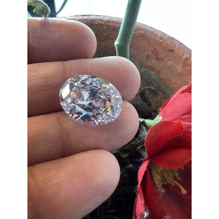 CZ คิวบิกเซอร์โคเนีย เพชรรัสเซีย Cubic Zirconia   สีขาว WHITE American diamond stone OVAL 16 CARATS 12X16 MM