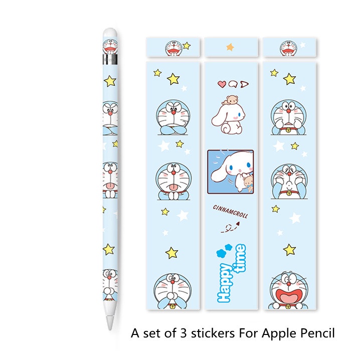 น่ารัก Cinnamoroll Doraemon Cover Apple Pencil Gen 1 &amp; 2 Case ฟิล์มสติกเกอร์ฝาครอบตกแต่งปากกาฟิล์มป้องกัน