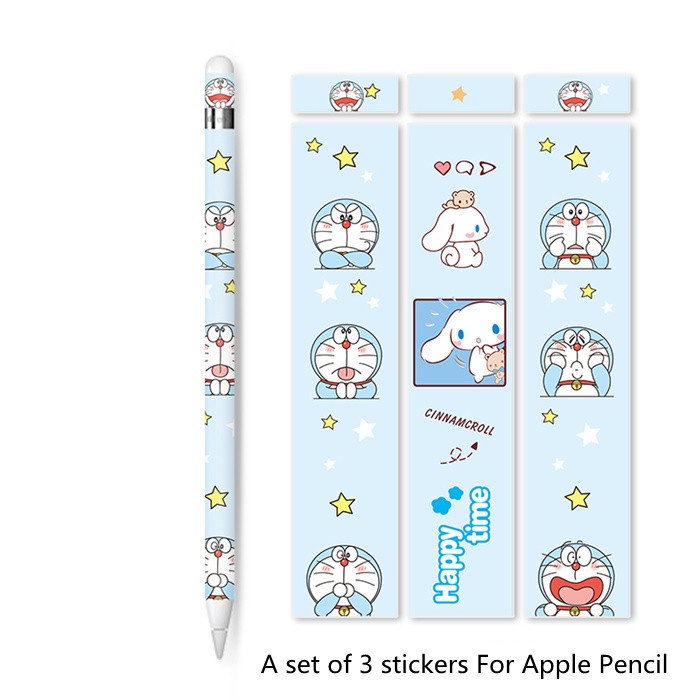 น่ารัก Cinnamoroll Doraemon Cover Apple Pencil Gen 1 & 2 Case ฟิล์มสติกเกอร์ฝาครอบตกแต่งปากกาฟิล์มป้องกัน