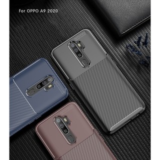 เคสโทรศัพท์คาร์บอนไฟเบอร์กันกระแทกสำหรับ OPPO A9 2020 A5 2020