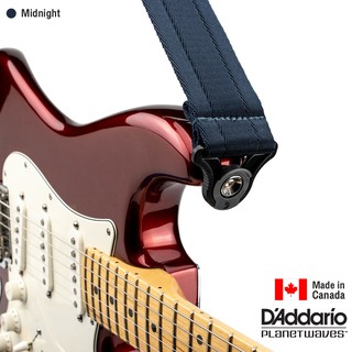 DAddario® Auto Lock Strap สายสะพายกีตาร์ (Midnight) แบบล็อคหัวหมุดอัตโนมัติ กว้าง 2 นิ้ว ** Made in Canada **