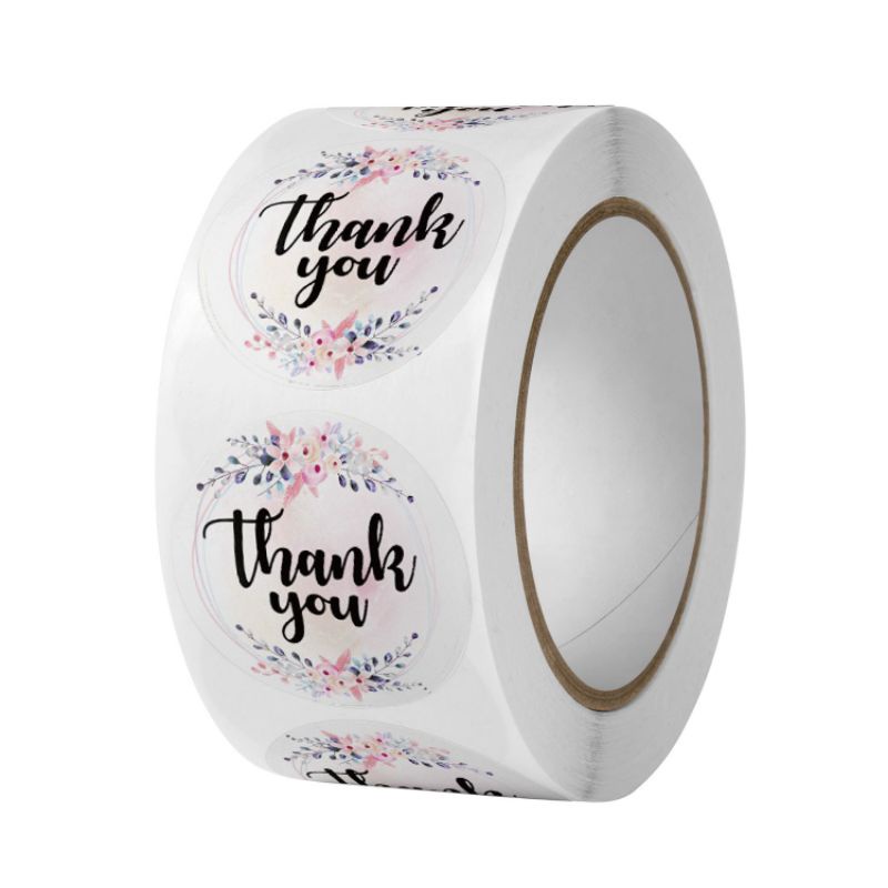 C38 สติ๊กเกอร์ Thank You 500 ชิ้น/ม้วน​ สําหรับตกแต่งสแครบบุ้คสติ๊กเกอร์ขอบคุณ Thankyou Sticker สติ๊กเกอร์ติดกล่อง