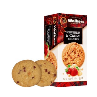 วอล์คเกอร์ส สตรอเบอร์รี่และครีม บิสกิต 150ก. Walkers Strawberry Cream Biscuit 150g.