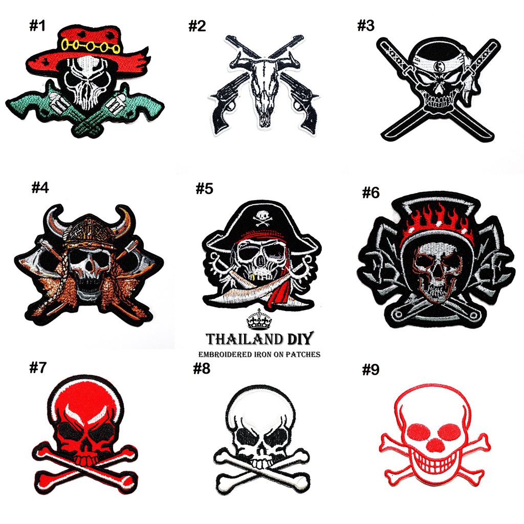 ตัวรีดติดเสื้อ งานปัก หัวกะโหลก ผี ปีศาจ ลาย แนวๆ เท่ๆ Wop Skull Patch Diy  ตัวรีด อาร์มติดเสื้อ กระเป๋า กางเกง วัยรุ่น | Shopee Thailand