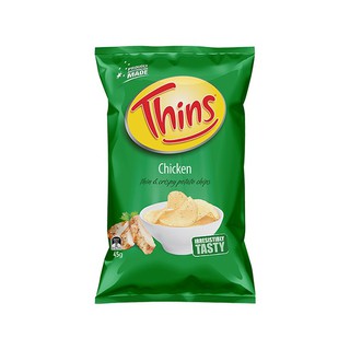 Thins Chicken Thin &amp; Crispy Potato Chips 45g  ทินส์ มันฝรั่งแผ่นทอดกรอบรสไก่ 45 กรัม แพ็ค 3 ชิ้น