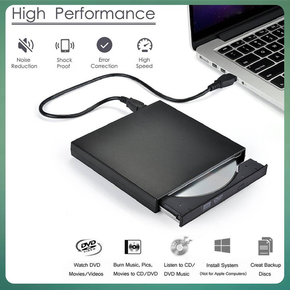 Slim ภายนอก DVD RW CD Writer ไดรฟ์ Burner Reader Player ไดรฟ์ USB 2.0 CD/DVD-ROM CD-RW สําหรับแล็ปท็