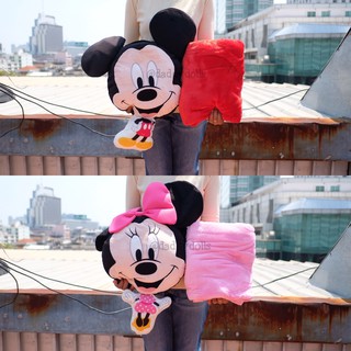 หมอนผ้าห่ม Mickey Mouse มิกกี้เม้าส์ &amp; Minnie Mouse มินนี่เม้าส์ Minimal ขาห้อย 16นิ้ว(100x150cm)
