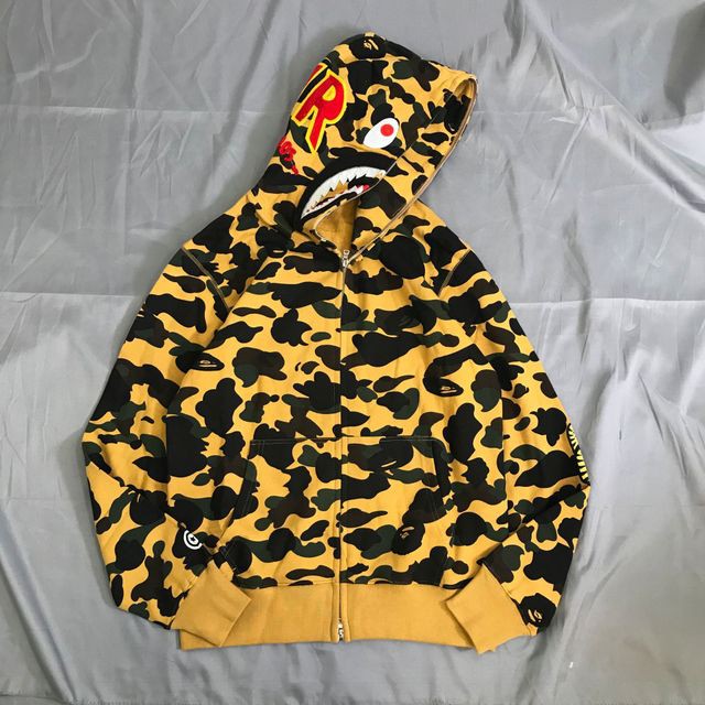 yellow camo bape hoodie