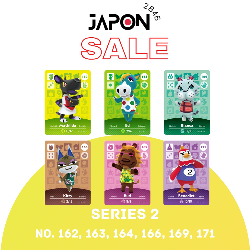Animal Crossing Amiibo cards Series 2 No.162, 163, 164, 166, 169, 171