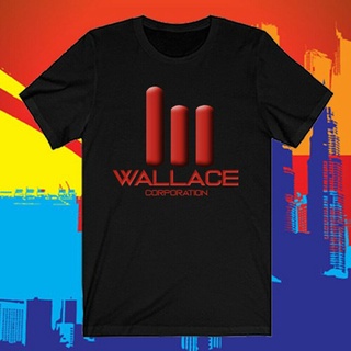 เสื้อยืดพิมพ์ลายโลโก้ Wallace Corporation ฤดูร้อนสําหรับผู้ชายสีดํา