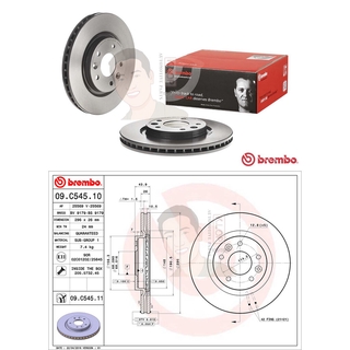 09 C545 11 จานเบรค ล้อ F (ยี่ห้อ BREMBO) รุ่น UV NISSAN X-Trail T32 296mm. ปี 2014-&gt;