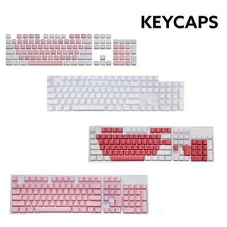 Nubwo Keycaps คีย์แคป White/WhitePink Color Thai/Eng 104 Key  ไฟทะลุตัวอักษรทุกตัว