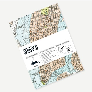 PEPIN Gift &amp; Creative Paper Book – Maps (P072) / สมุดกระดาษห่อของขวัญ ลายแผนที่ แบรนด์ PEPIN จากประเทศเนเธอร์แลนด์