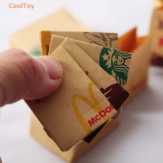 Cooltoy ถุงกระดาษใส่แฮมเบอร์เกอร์ กาแฟ เฟรนช์ฟรายส์ ขนาดเล็ก สําหรับตกแต่งบ้านตุ๊กตา 5 ชิ้น