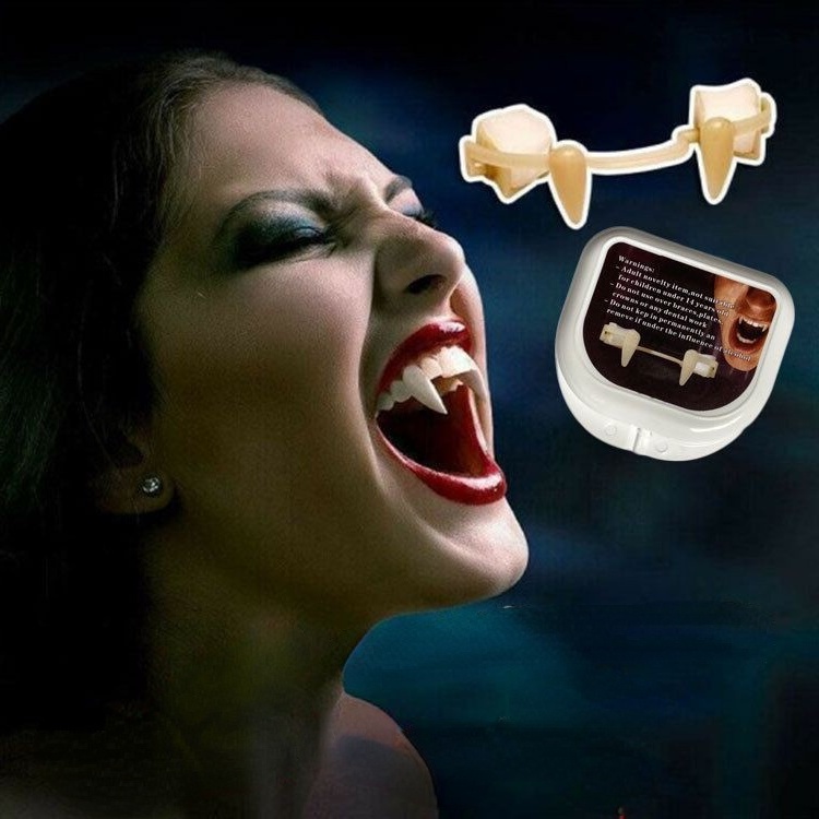 Vampire Fangs ฮาโลวีน Retractable Fangs Holiday Party Prom ฟันปลอมฮาโลวีนตลก
