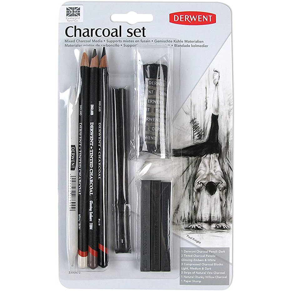 (พรีออร์เดอร์ 3-5 วัน) Derwent Charcoal set ดินสอชาร์โคล และแท่งชาร์โคล ชุด10ชิ้น 2300675