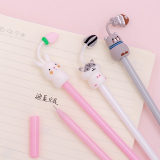 Cartoon 0.38mm Black Ink Gel Pen School Office Straight Liquid Signature Pen