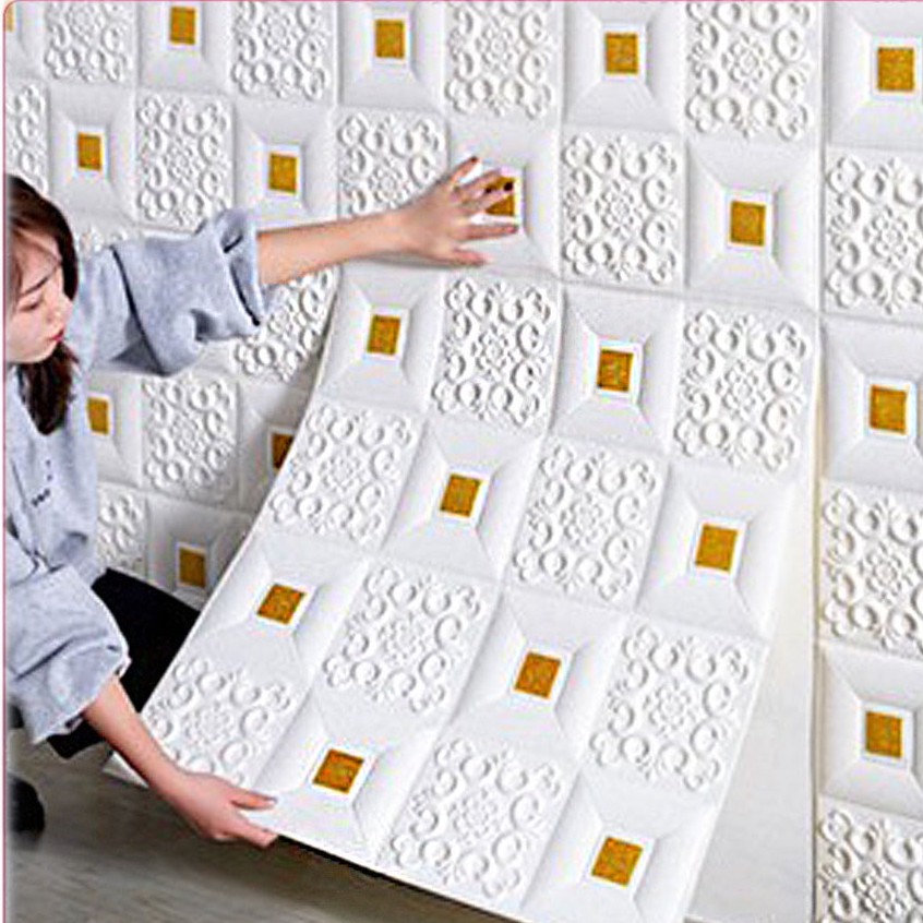 ถูกสุดๆ พร้อมส่ง 35x35 cm 3D wallpaper ติดผนัง ติดเพดาน วอลเปเปอร์สามมิติ 3 มิติ แผ่นติดเพดาน มีกาวในตัว