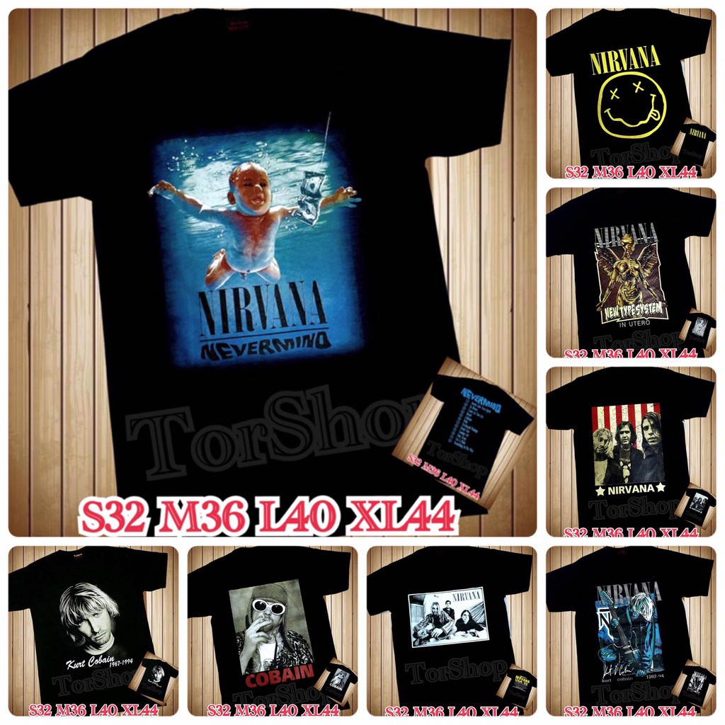 เสื้อวง NIRVANA เสื้อวง COBAIN ไม่มีตะเข็บข้างลำตัว