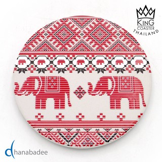 King Coaster จานรองแก้วดูดน้ำ ELE TEXTILE01(D10024) เซรามิก ธนบดีเซรามิค