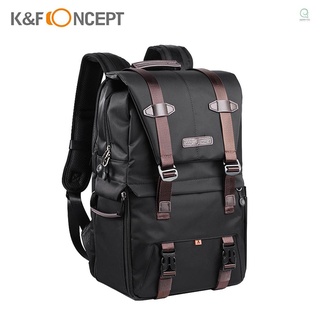 K&amp;F Concept กระเป๋าเป้สะพายหลัง ใส่กล้อง แล็ปท็อป 15.6 นิ้ว กันฝน สีดํา สําหรับ Slr Dslr