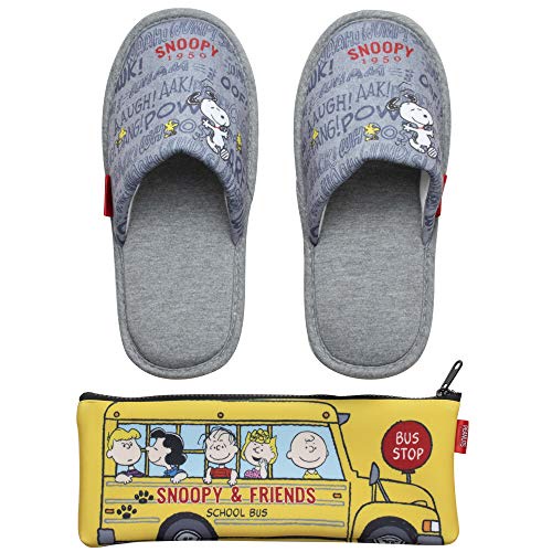 รองเท้าแตะ ใส่ในบ้าน พร้อมกระเป๋า  Peanut Snoopy 22-24cm School Bus