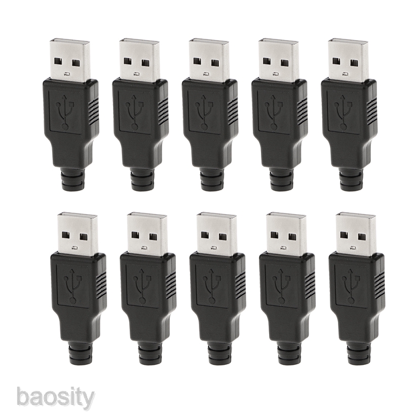 Baosity 10pack Usb Type A 4 Pin Male Jack Plug Socket Connector Connector Adapter Baosityth