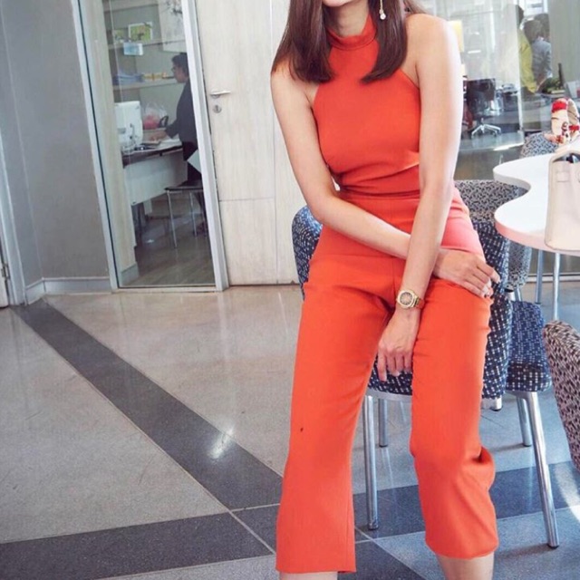 Tangerine overall jumpsuit