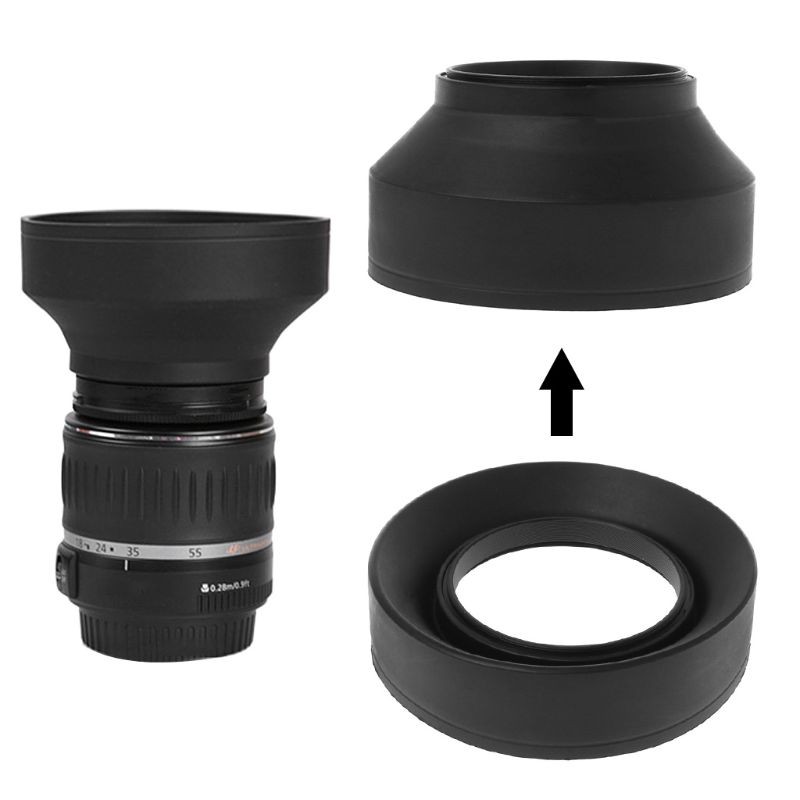 62mm 3 in 1 Collapsible Rubber Lens Hood Wide Angle-Telephoto 