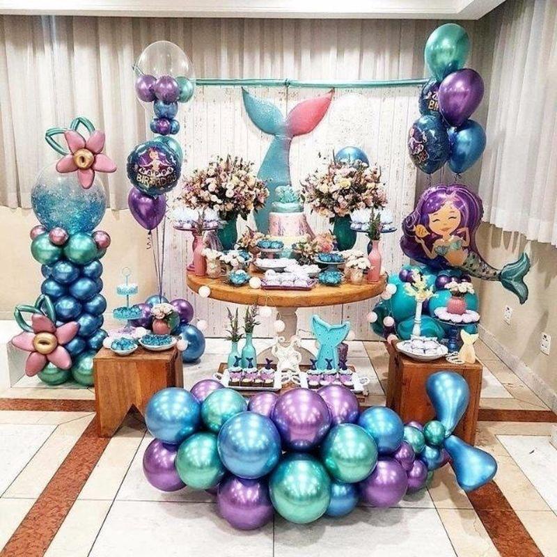 Ready stock-12 Inch Metalic Color Shining Chrome Latex Balloon Party Stage Deco