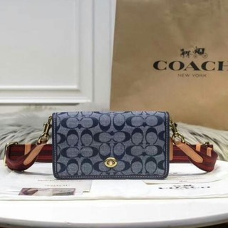 Coach HAYDEN FOLDOVER CROSSBODY IN SIGNATURE CHAMBRAYแท้💯outlet