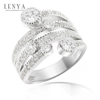 Lenya Jewelry แหวน LENYA ETERNAL ประดับ SWAROVSKI ZIRCONIA ตัวเรือนเงินแท้ชุบโรเดียม ดีไซน์สวยไม่เหมือนใคร