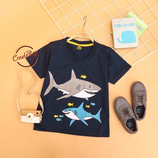 9.9 SHARK เสื้อยืด ผ้าฝ้าย แฟชั่น สําหรับเด็กผู้ชาย อายุ 1-7 ปี