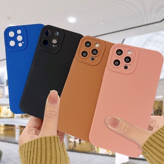 เคส For IPhone 13 12 11 PRO MAX 6 7 6S 8 Plus X XR XS MAX Se 2020 6SPlus 7Plus 6Plus 8Plus XSMAX เคสสีพื้น เคสชมพู เคสสีดำ เคสสีน้ำเงิน เคสน้ำตาล เคสโทรศัพท์มือถือแบบนิ่ม