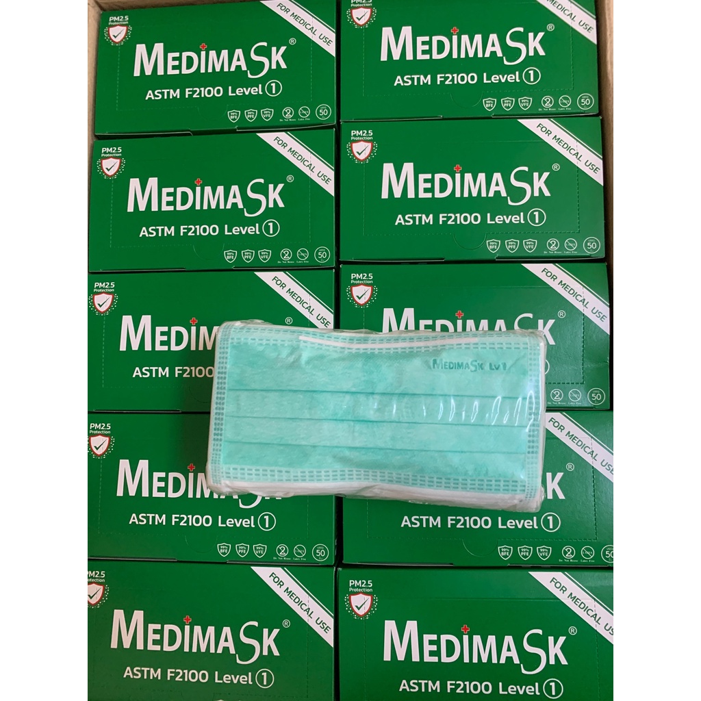 🔥ลด30฿โค้ดINC4LEL4🔥หน้ากากอนามัยMedimask สีเขียว เมดิแมสสีเขียว 3ชั้น ใช้ป้องกันฝุ่นPM2.5 พร้อมส่ง ผลิตในไทย