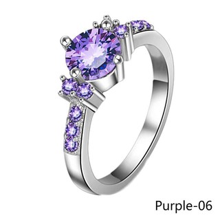 Fashion Purple Silver Jewelry Diamond Rings Engagement Wedding Female Rings