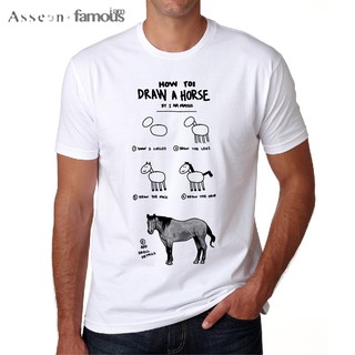 เสื้อยืด i am famous สกรีนลาย Draw a horse