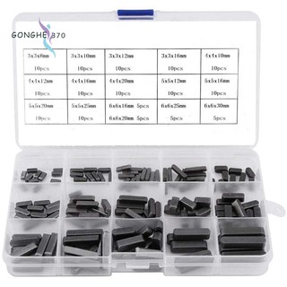 140Pcs Assortment 10mm x12mmx 16mm x20mm x25mm x30mm Stock Keystock Round Ended Feather Key Parallel Drive Shaft Keys Set