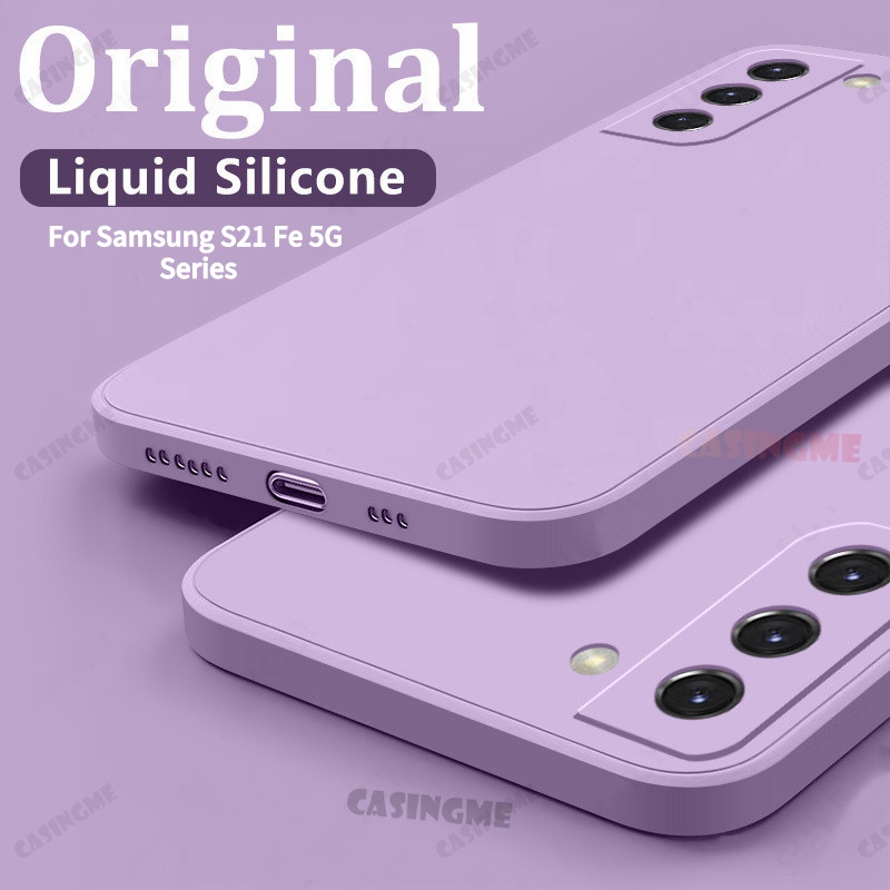 Square Liquid สําหรับ Samsung Galazy S24 S21FE 5G S21Ultra S 21 FE Ultra 4G เคสโทรศัพท ์ ซิลิโคนกันกระแทกนุ ่ ม