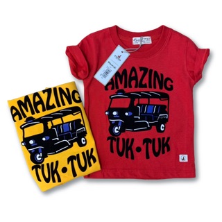 [ Flynn Kids ] เสื้อยืดเด็ก สกรีนกำมะหยี่ ลาย Amazing Tuk Tuk 9054A