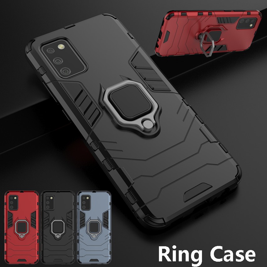 เคสโทรศัพท์ แบบไฮบริดแข็ง กันกระแทก สำหรับ ซัมซุง Samsung Galaxy A02S A02 A10 A20 A30 A50 A50S A30S A20S A10S A70 A80 A7 A8 Plus A9 2018 A01 A2 Core พร้อมแหวนขาตั้ง เคสยืนกันชน เคสแฟชั่น Phone Case Cover